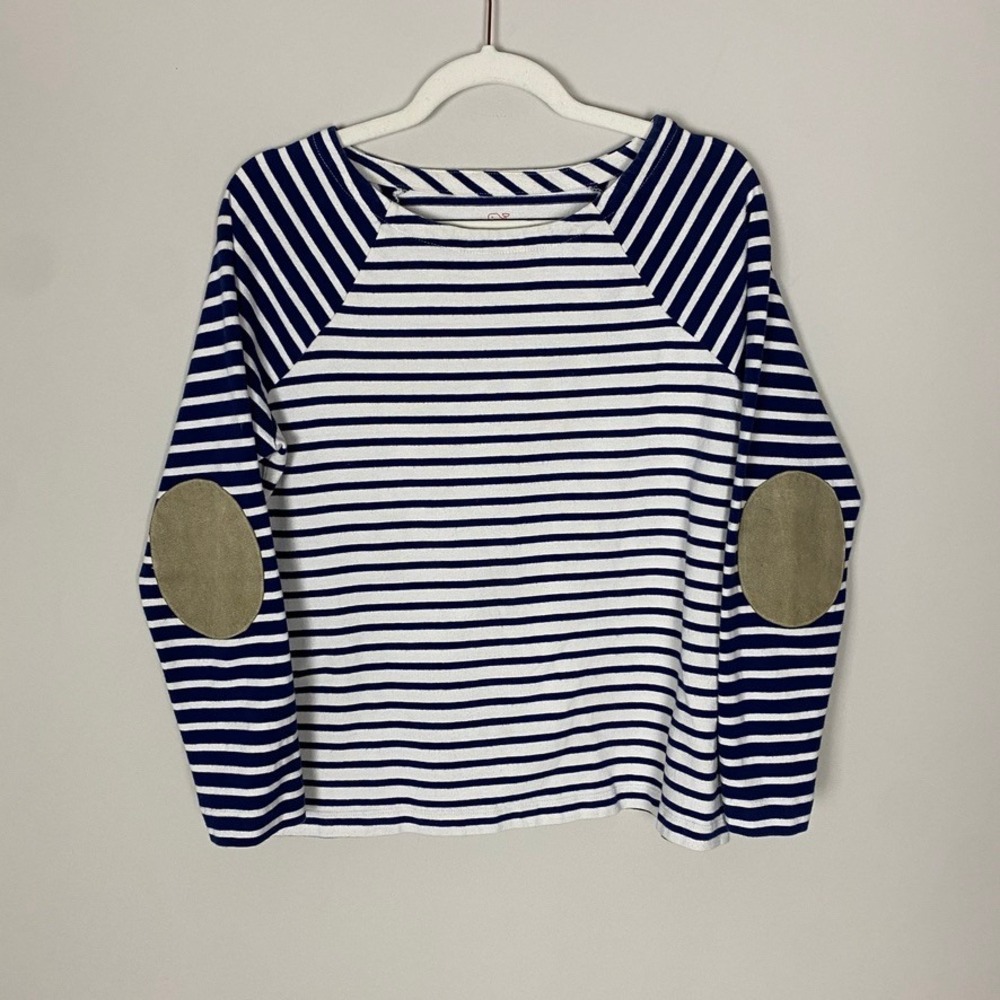 Vineyard Vines Striped 100% Cotton Elbow Patches Shirt Long Sleeve Nautical